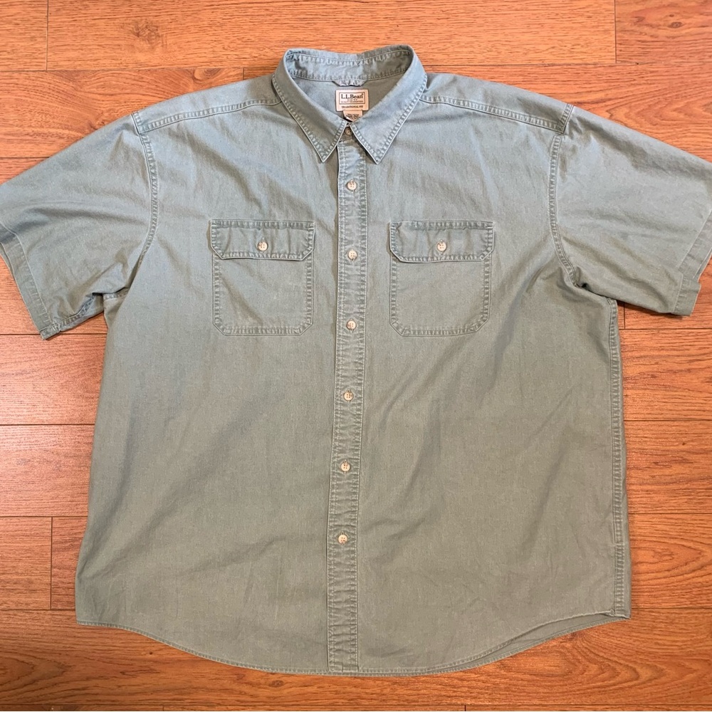 L.L. Bean Green Sunwashed Canvas Shirt